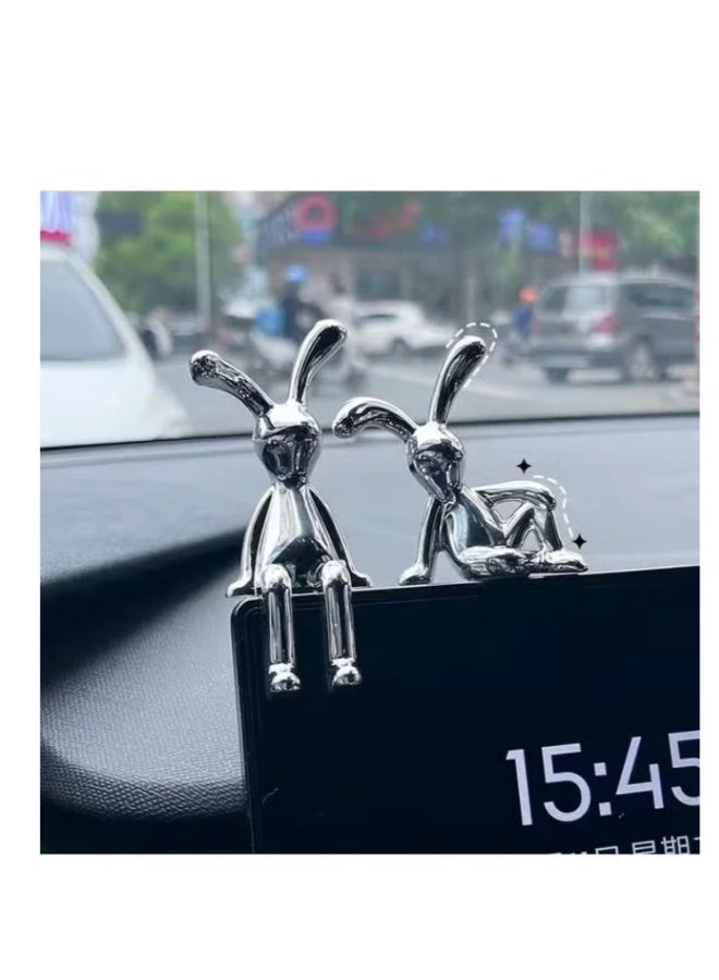 Set of 4 Rabbit Car Ornaments Light Luxury Ornaments Cute Car Interiors Car Decorations Creative Car Centre Console Jewelry - Image 2